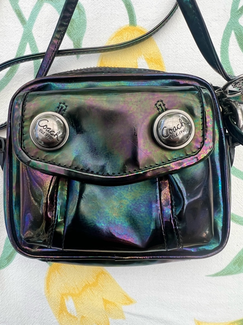 Coach poppy oil slick Iridescent Mini Crossbody Bag - Black/Multicolor